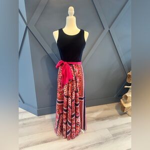 Eliza J Black and Pink Maxi Skirt